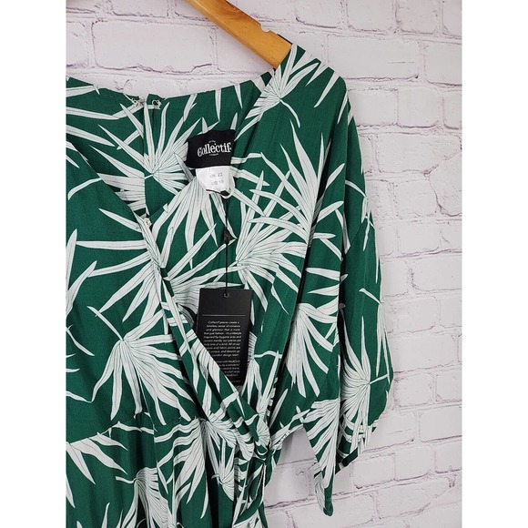 Modcloth Green and White Leaf Print Jumpsuit - Picture 3 of 10